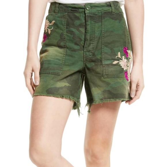 Free People Embroidered Scout Shorts Green - Picture 2 of 10